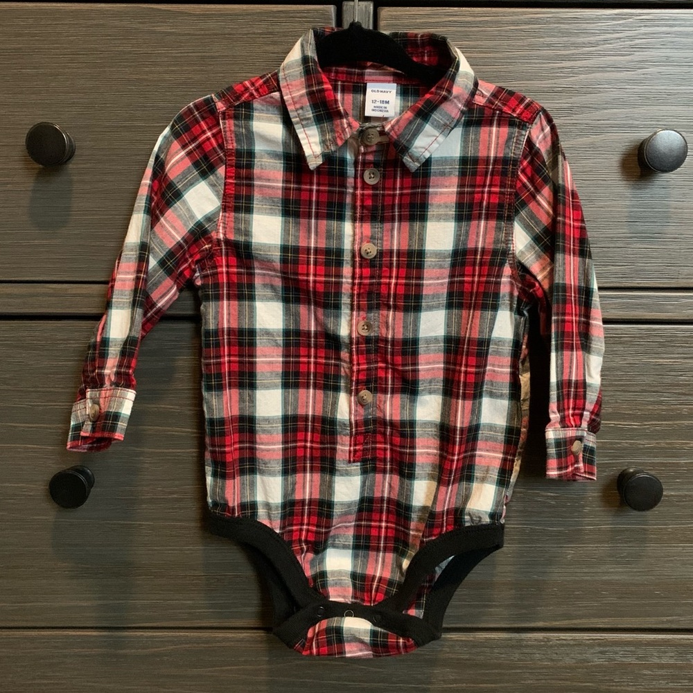 Old Navy | Baby Boy Button Up Plaid Bodysuit